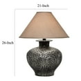 thumbnail image 5 of Neji 26 Inch Table Lamp Curved Pot Design Base Floral Pattern Silver - Saltoro Sherpi, 5 of 5