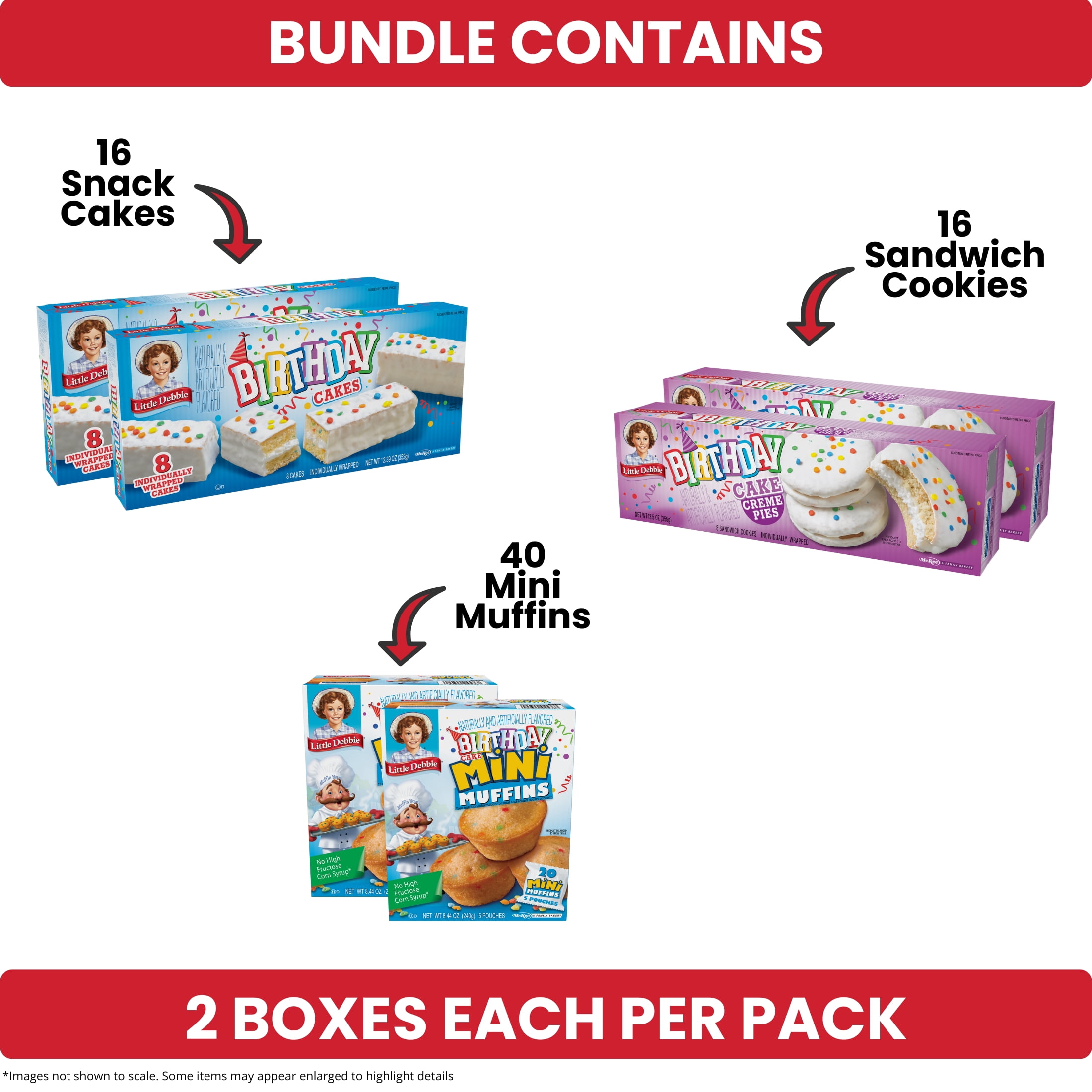 Little Debbie Birthday Cake Snack Box Bundle, 66.7 oz,