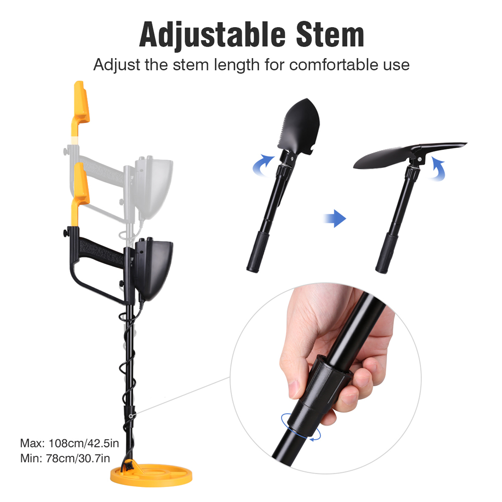 Floureon Metal Detector, High Accuracy Professional Handheld Detector with DISC, All-Metal & Pinpointer Modes, Folding Shovel, Gold Hunter Digger for Kids Adults Beginners