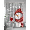 thumbnail image 5 of Christmas Snowman Shower Curtain Set, Waterproof Shower Curtains for Bathroom, Xmas Let Snow Winter Snowflake Grey Washable Fabric Cloth Bath Curtain for Bathtub Decoration with Hooks 72x78 Inches, 5 of 6