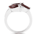 thumbnail image 3 of Garnet and White Topaz Three Stone Silver Ring, 3 of 7