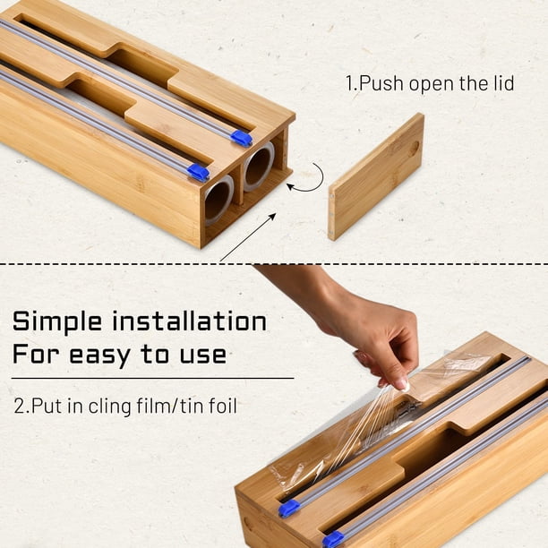 Housolution Distributeur Papier Aluminium Et Film, Distributeur Pour Film Et Aluminium De 30cm De Long 3 En 1 Derouleur Film Alimentaire Avec Coupe