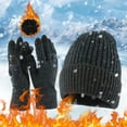 thumbnail image 2 of Glisme Hat Gloves Set Autumn And Winter Plus Thermal Hat And Gloves 2 Piece Set For Men And Women Unisex Warm Set For Cold Weather Black, 2 of 6