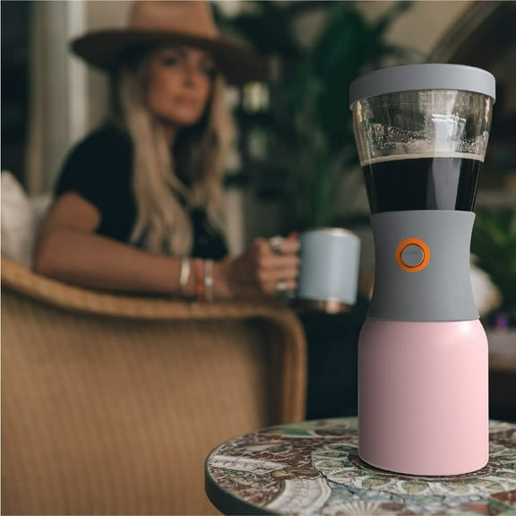 Coldbrew Portable Cold Brew Coffee Maker With a Vacuum Insulated 1 Liter Stainless Steel 18/8 Carafe Bpa Free (Powdered Pink)