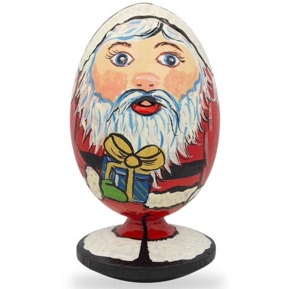 Santa Claus with Christmas Gift Wooden Figurine