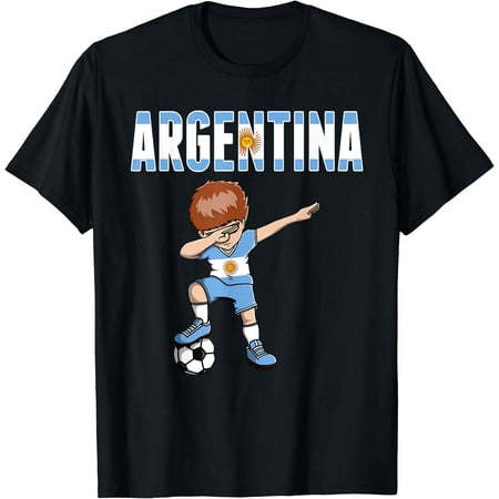 Dabbing Soccer Boy Argentina Soccer Fan Flag Football T-Shirt, Unisex T-Shirt