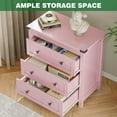 thumbnail image 3 of FANRAL 3 Large Drawer Nightstand,29.5" Tall Night Stand,27.5" Wide Side Table,Wood Bedside Table Modern End Table,Small Wide Dresser for Bedroom,Pink Nightstand, 3 of 7