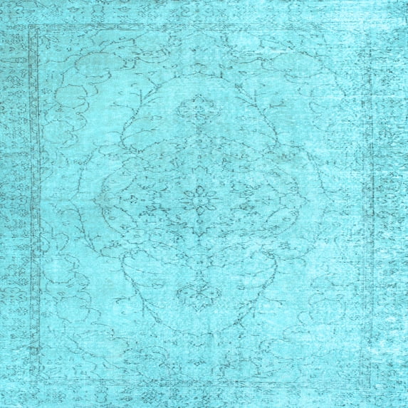 Ahgly Company Indoor Square Persian Light Blue Traditional Area Rugs, 6' Square