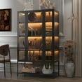 thumbnail image 2 of 67.25'' Tall Iron Display Cabinet with Glass Door and LED Lights Steel Curio Cabinet for Collectibles Figures Trophies 3-Sided Glass Display Case for Home Office Study Room Stores Playroom - Black, 2 of 10