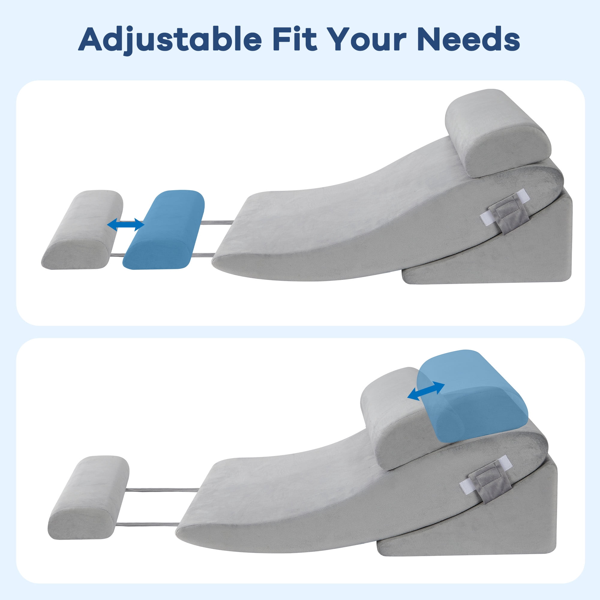 KAIPARA 4Pcs Bed Wedge Pillow Set for Sleep Apnea, Memory Foam Wedge Pillow for After Surgery, Elevation Pillow for Leg and Back Pain Relief & Acid Reflux