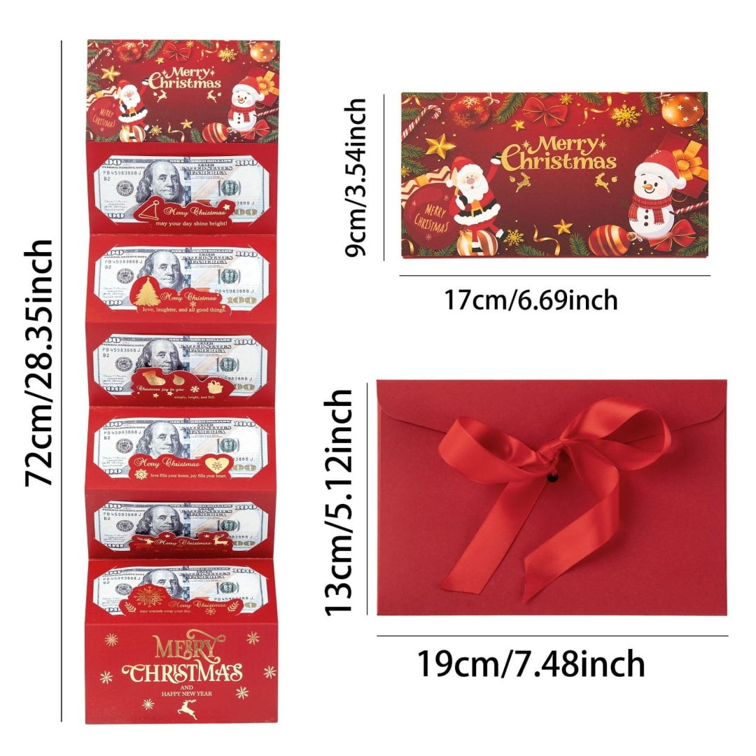 Christmas Cash Gift Envelopes, 2025 New Creative Christmas Card Money Holders for Cash Surprise Envelope, Xmas with 10 Slots for Santa Supplies, Party Gifts for Men Women Girls Boys