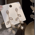 thumbnail image 4 of Par Aretes Hojas Colgante Pendiente Largo Dorado Oscuro, 4 of 5