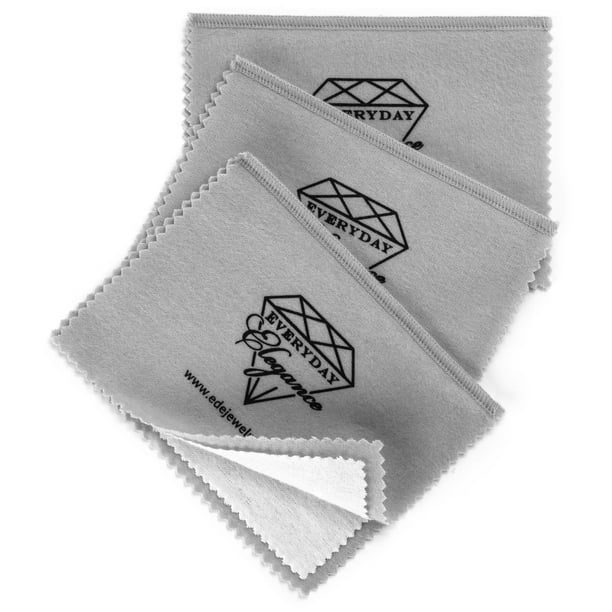 Everyday Elegance Premium Jewelry Cleaning Cloths for Silver Gold & Platinum, 6" x 8" each