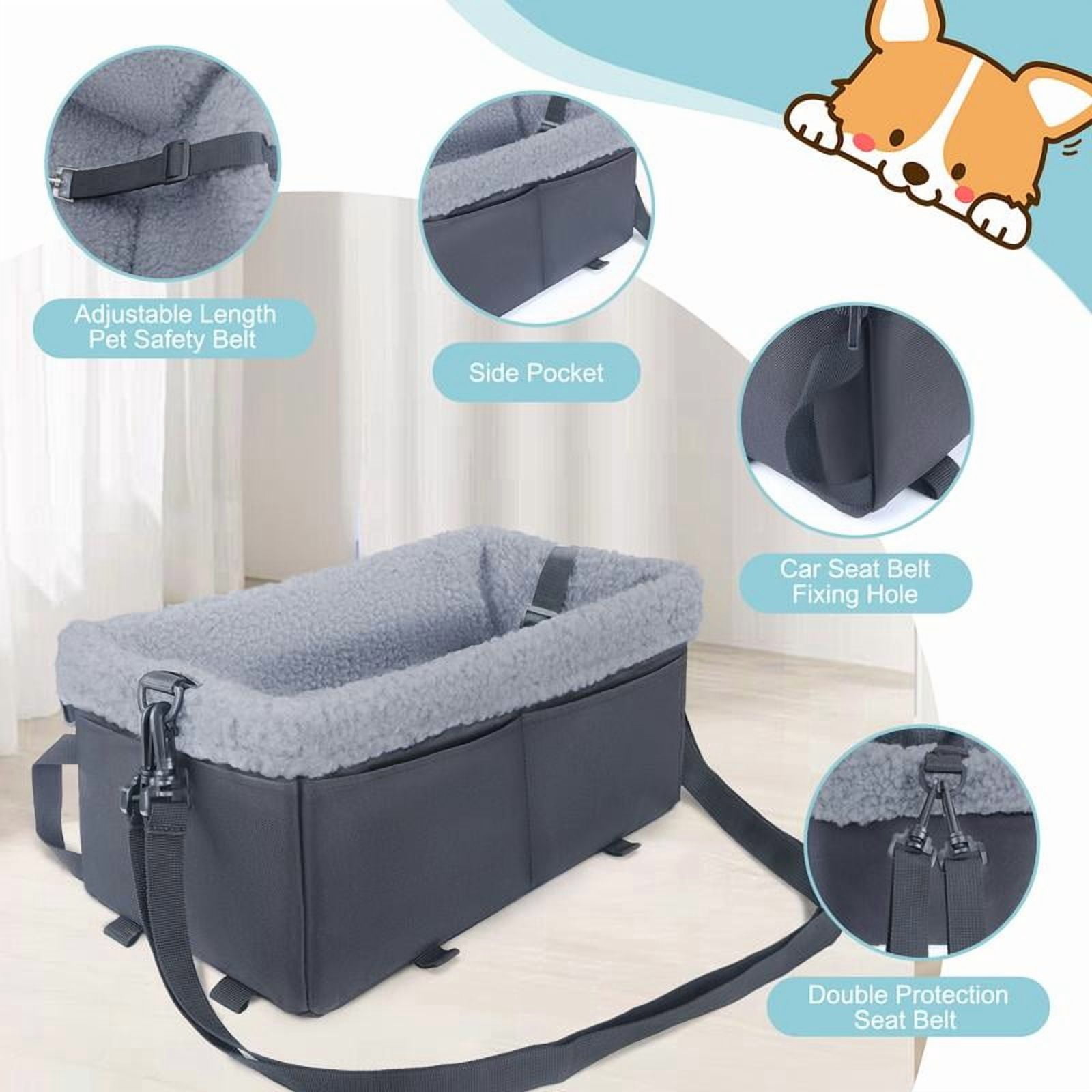 Dog Car Seat for Small Dogs, Center Console Dog Car Seat with Soft Cushion, Black Cat Car Seat