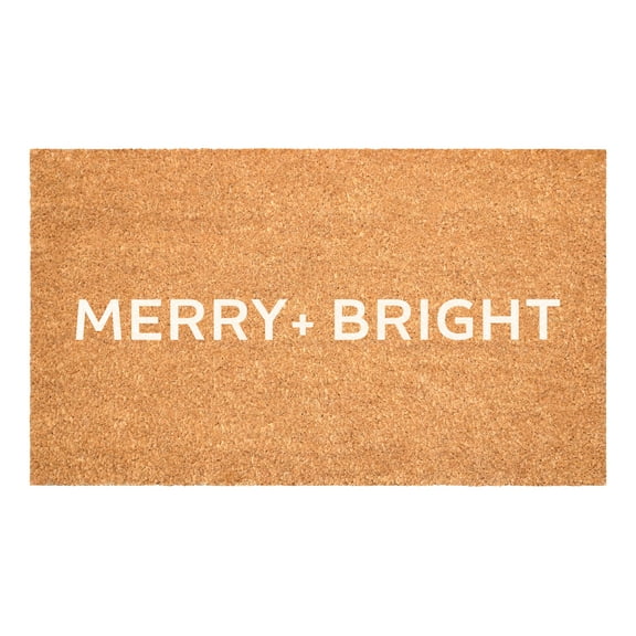 White Ultra Modern Merry & Bright Doormat 24" x 36"