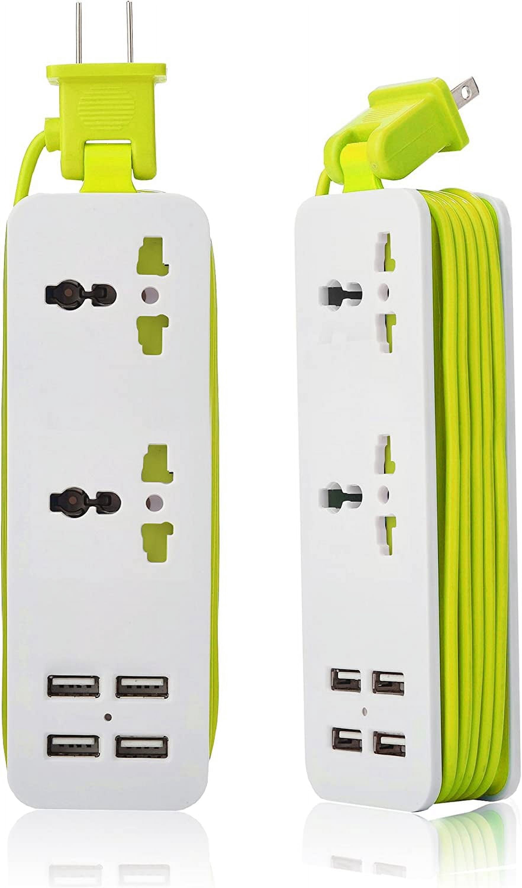 RGHJAR-K-century Travel Power Strip Surge Protector with 2 Outlets 4 USB Output 5V 4.2A Output Power Strip with USB Portable Travel Charger Wall Charger with 5ft Cord 100v-240v Power Sockets