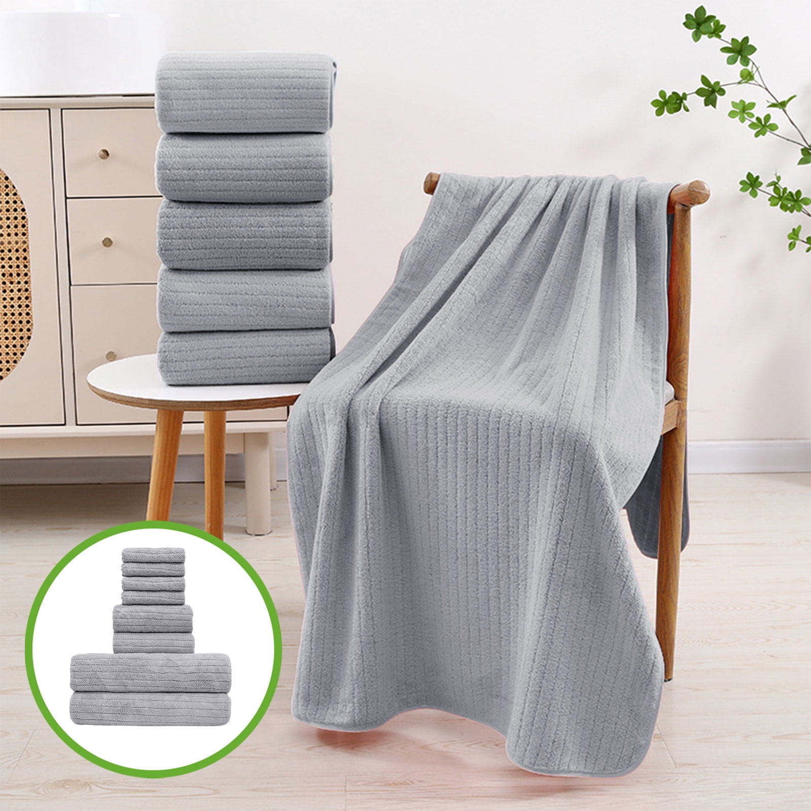 Mauxuk Premium Soft Bath Towel Set - 8-Piece Luxury Velvet Towels, Ultra Absorbent & Quick-Dry, Reinforced Stitching, Includes 4 Square Towels, 2 Bath Towels, 2 Washcloths