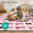 thumbnail image 4 of ODIKA 3'x5' Washable Area Rug Non-Slip, Flatweave, Easy Care Themed Scattered Ribbon Motifs Shaped Polka Dot Motif Pink Flowing Dynamic for Hallway, Laundry Room, 4 of 7