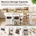thumbnail image 3 of ANPOO 81" Extendable Kitchen Island with Hidden Trash Cabinet, Rolling Kitchen Cart on Wheels with Dining Table, Power Outlet & 2 Drawers, White Farmhouse Mobile Island for Small Kitchen, 3 of 10