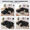 thumbnail image 3 of Weture 108" Modular Sectional Sofa, Cloud Couch with Deep Seat, Corduroy U-Shaped Boneless Couch with Large Ottoman, Black, 3 of 9