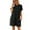 Black, variant on QINCAO Womens Dress Summer Casual Roll Up Sleeves T Shirt Dress Solid Color Round Neck Mini Dress With Side Pockets S-2XL