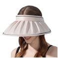 thumbnail image 2 of LIIPEE Women Sun Visor Hats Solid Color Wide Brim Packable High Ponytail Hat Sunscreen Sunshade Beach Hats Protection Caps Female Trendy Daily Wear Visor Hat,Beige,One Size, 2 of 4