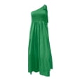 thumbnail image 4 of SMihono Robe d'Été pour Femmes Grande Taille Robe Bohème d'Été pour Femmes à Imprimé, une Épaule, Sans Manches, Smockée, Fluide, Robe de Soirée, Robe Maxi de Plage, 4 of 4