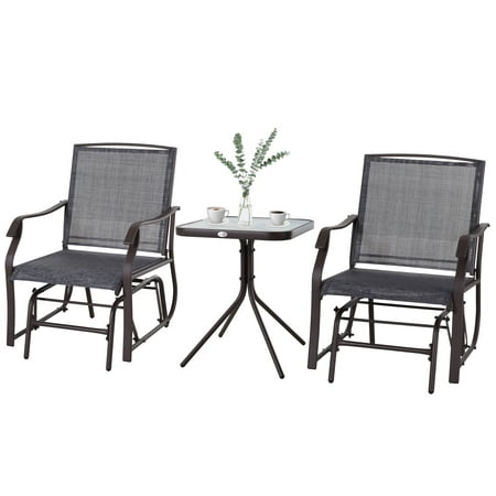Outsunny 3pc Garden Glider Chair, Best Material For Outdoor Rocking Chair
