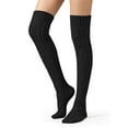 thumbnail image 2 of Deago Women's Cable Knitted Thigh High Boot Socks Extra Long Winter Stockings Over Knee Leg Warmers (Black), 2 of 7