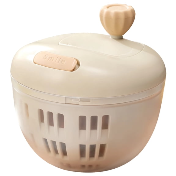 Vegetable Dehydrator Salad Spinner, 5.5 x 5.2 in / 14 x 13.2 cm Kitchen Manual Quick Salad Dryer, Fruit Washer, Silicone Construction with Pour Spout, Non-Slip Base for Rinse Store & Serve