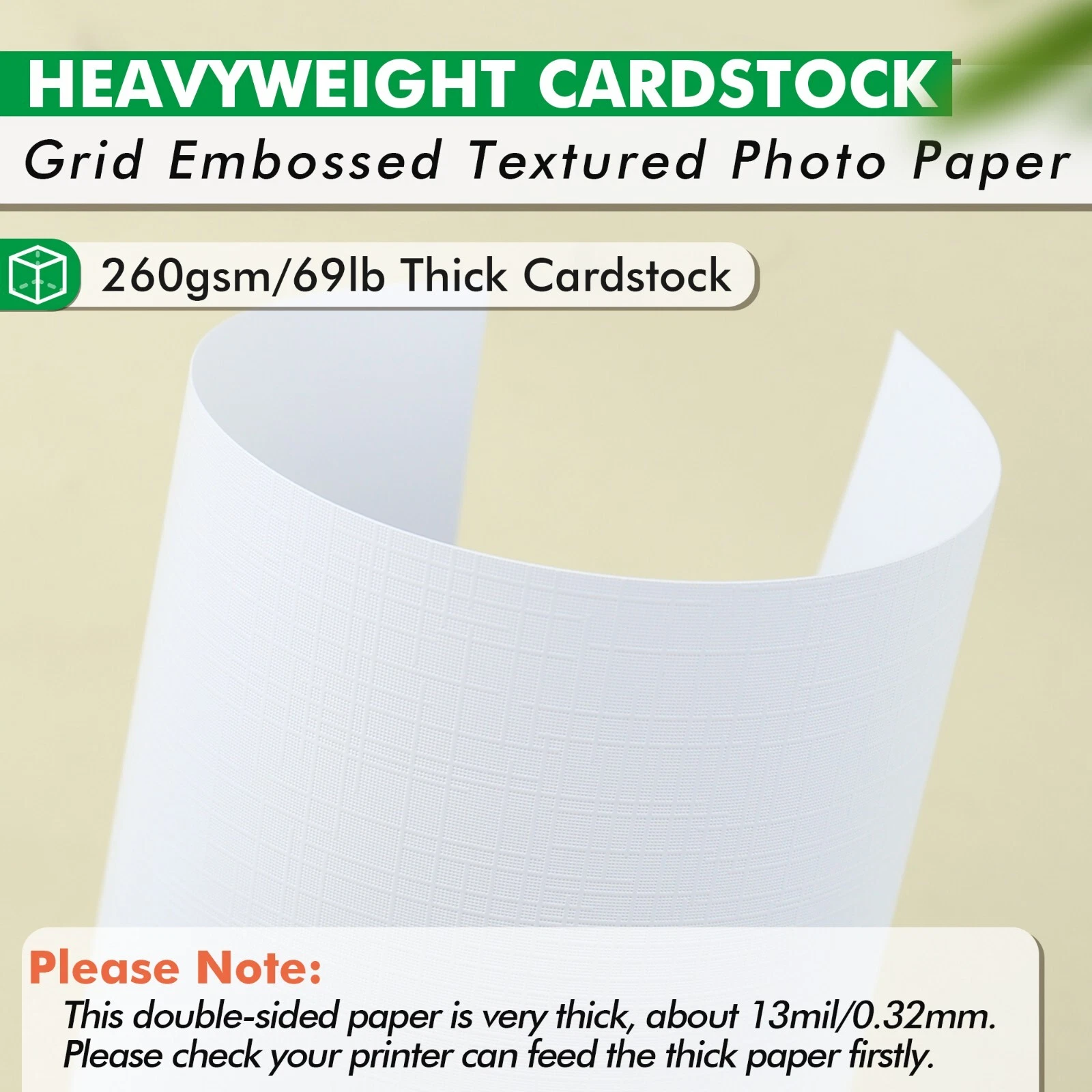 (3 pack) Koala Double Sided Photo Paper 8.5x11 inch, 69lb / 260gsm, 50 Count, Grid Embossed Textured, Soft Glossy Card Stock Paper for Inkjet Printer