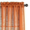 thumbnail image 2 of 2 Pack Textured Linen Look Jacquard Semi Sheer Rod Pocket Curtain Panels Drapes Set (84" Long, Orange), 2 of 3