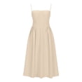 thumbnail image 3 of qolati Cocktail Dresses for Women 2024 Elegant Sleeveless Spaghetti Strap Corset Midi Dress Flowy Pleated Hem Low Cut Prom Dresses, 3 of 5