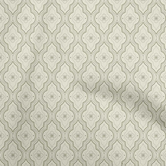 oneOone Polyester Spandex Beige Fabric Quatrefoil Dress Material Fabric Print Fabric By The Yard 56 Inch Wide