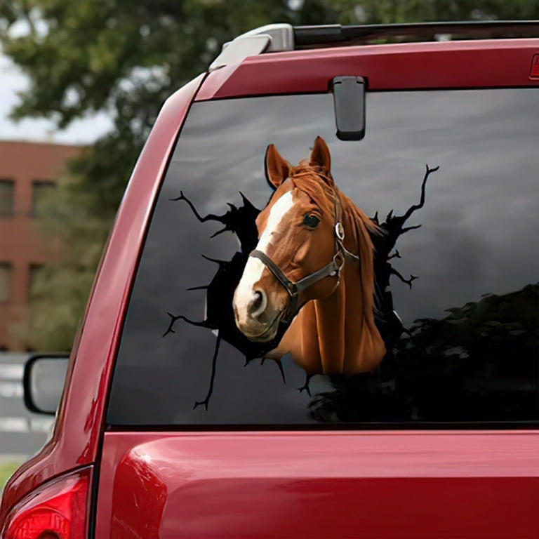 Animal Horse Sticker Car 3D Funny Simulation Waterproof Decal Modeling Accessories for Truck Window Bathroom