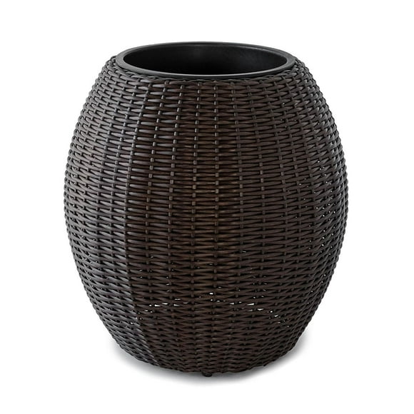 Rolland Grand pot de fleurs en rotin marron foncé, 21.3"