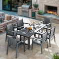 thumbnail image 2 of Gray 7-Piece HDPE Plastic Patio Outdoor Dining Set with Arm Chairs, 2 of 10
