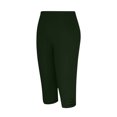 thumbnail image 4 of Htigea Clearance Yoga Capris with Pockets for Women Casual Elastic Cross Waist Capri Pants Cropped Trousers Pant Summer Athletic Pants Fall Savings Green,XL, 4 of 5