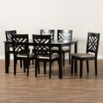 thumbnail image 6 of Baxton Studio Caron Modern and Contemporary Sand Fabric Upholstered Espresso Brown Finished Wood 7-Piece Dining Set, 6 of 7