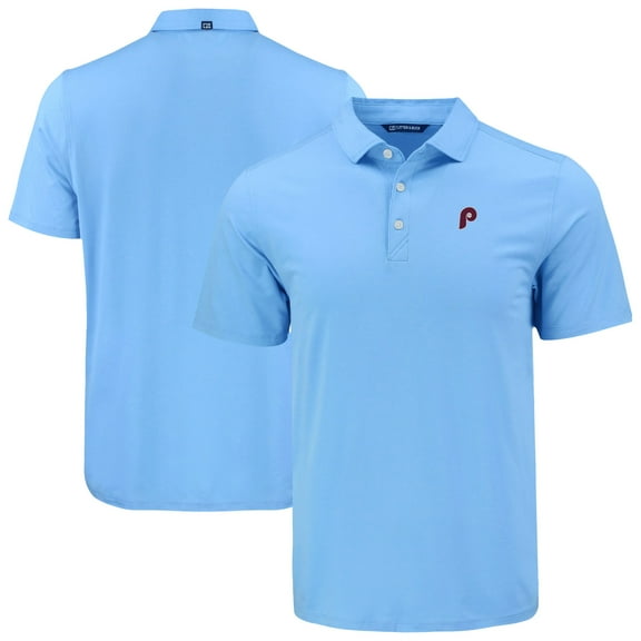 Men's Cutter & Buck Powder Blue Philadelphia Phillies Coastline Epic Comfort Eco Recycled Polo