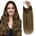 thumbnail image 1 of Fshine Extensiones de cabello de alambre invisible Cabello humano real Marrón Balayage Caramelo Rubio Mezcla Marrón medio Balayage Extensiones de cabello humano de una pieza Clip en línea de pescado E, 1 of 1