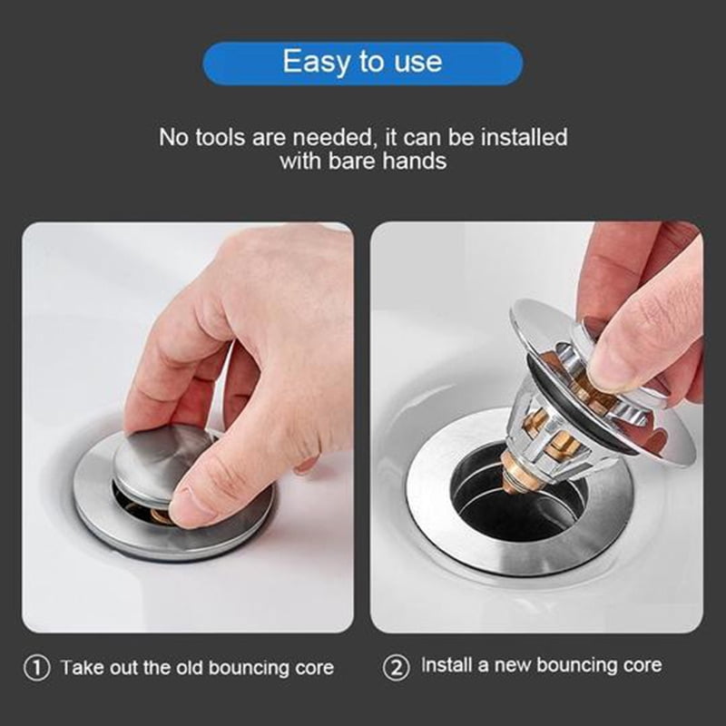 Home Universal Edition Stainless Steel Bullet Core Push Type Basin Pop-Up  Drain Filter for Bathroom Sink Bounce Core - Walmart.com