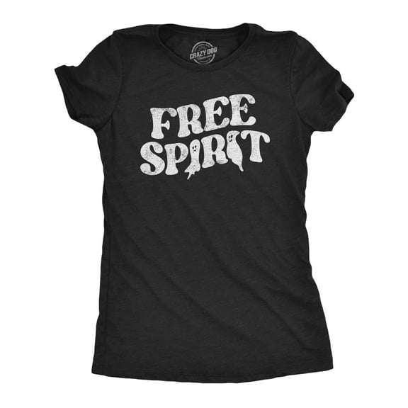Womens Free Spirit T Shirt Funny Halloween Party Ghost Graphic Novelty Tee for Ladies Womens Graphic Tees