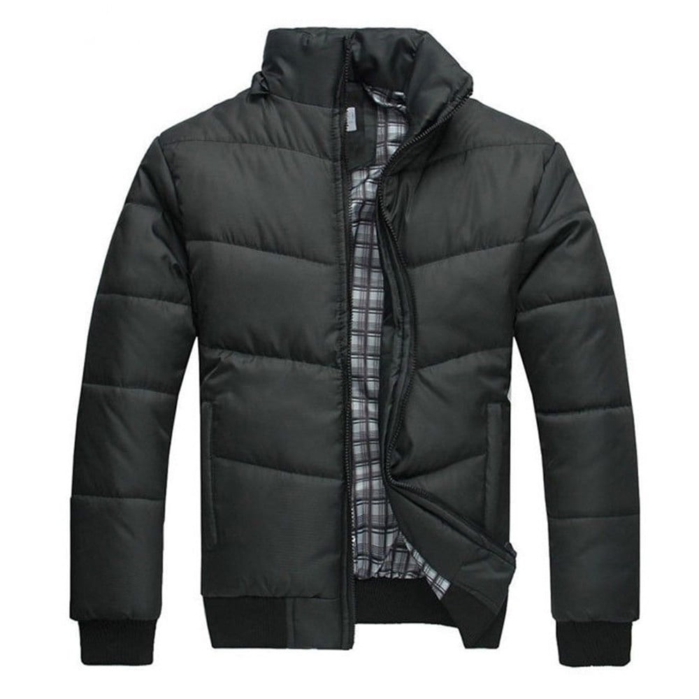Winter Jackets for Men Clearance Men's Black Puffer Jacket Warm Overcoat Outwear Padded Hooded Down Winter Coat