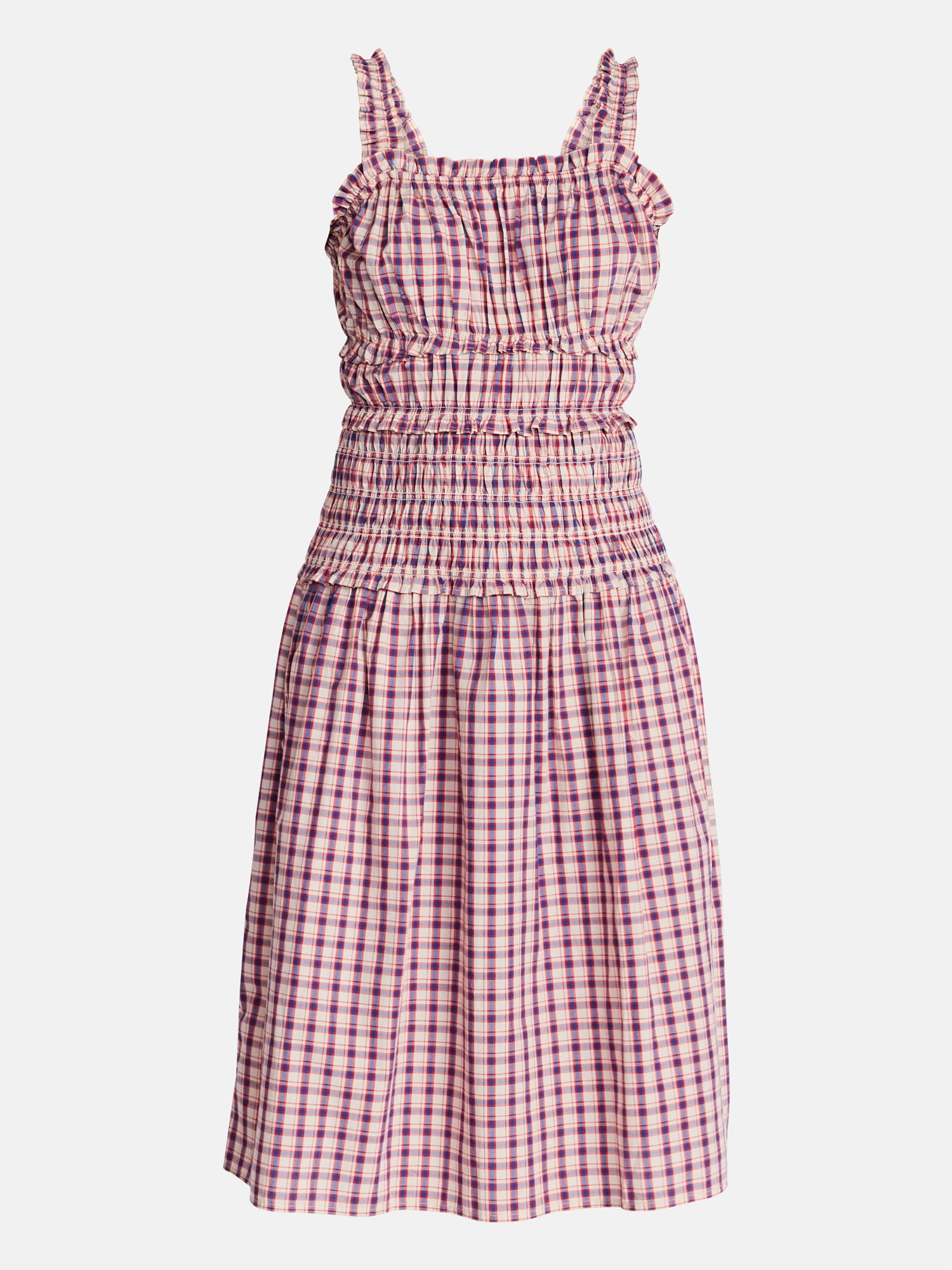 Time and Tru Women's and Women's Plus Sleeveless Smocked Peasant Midi Dress, Sizes XS-4X