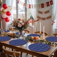 thumbnail image 5 of Round Placemats Blue Check Plaid 15 inch Set of 6 Table Mats for Dining Table Geometric Pattern Heat Resistant Non-Slip Kitchen & Home Decorative Place Mat Set, 5 of 8