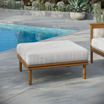 Modway Wren Outdoor Patio Teak Wood Ottoman in Natural Sail