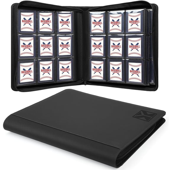 Toploader Binder, Holds 360 Toploaders, 9 Pocket Top Loader Binders with Sleeves for 3" x 4" Toploader Hard Cases, 20 Double Sided Pages, Compatible with Sports Card, Black