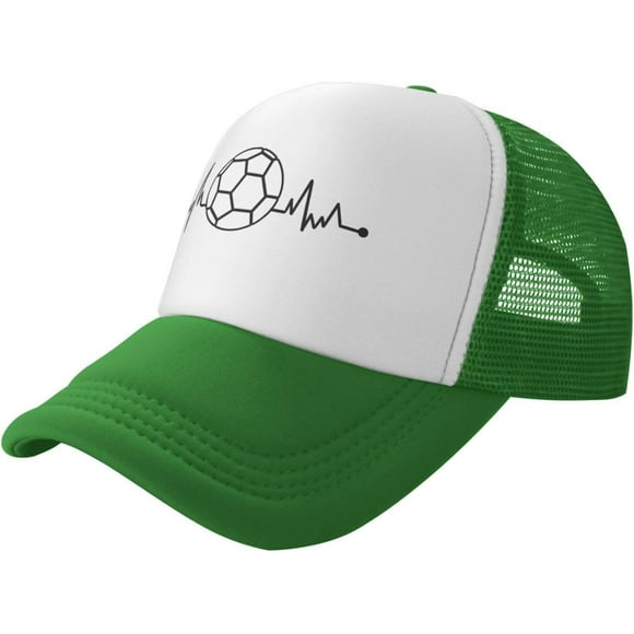 Heartbeat Soccer Ball Mesh Baseball Cap, Adjustable Trucker Hat Snapback Hiphop Cap for Men Women