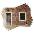 thumbnail image 1 of Ambesonne Rustic Place Mats Set of 4, Old House Door Brickwork, Standard Size, Brown Cream Redwood, 1 of 6